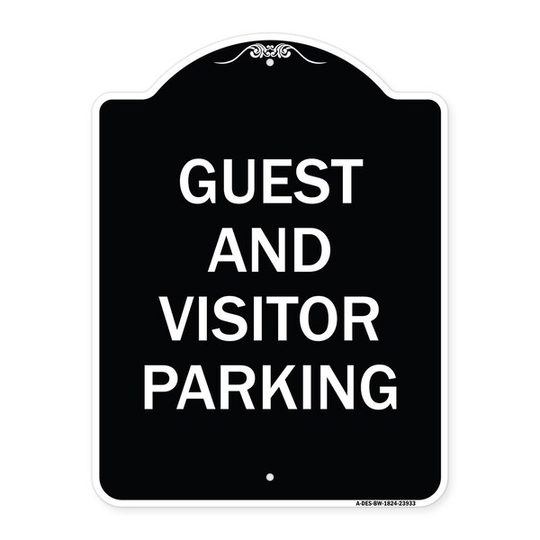 Signmission Guest and Visitor Parking Heavy-Gauge Aluminum Architectural Sign, 24" x 18", BW-1824-23933 A-DES-BW-1824-23933 - main